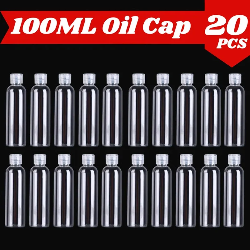 Plastic Oil Bottle Tiptop Cap 100Ml Transparent- 20 pcs